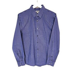 Express Purple & Black Check Plaid Dress Shirt 15 - 15½ Buttonup Shirt